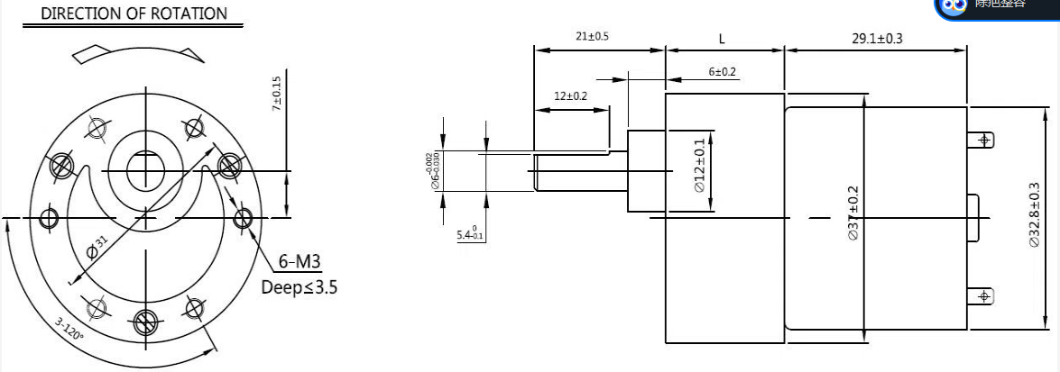 Motor personalizado em linha com caixa de engrenagens