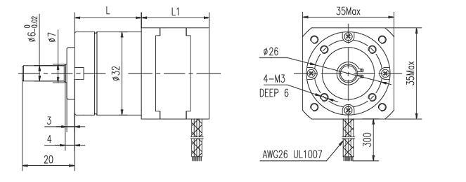 Desenho do motor de engrenagem de passo Nema14