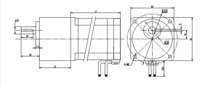 Desenho t&eacute;cnico do motor de engrenagem BLDC