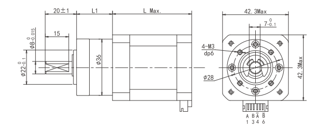 Desenho t&eacute;cnico do motor de engrenagem de passo para luz desconcentrada