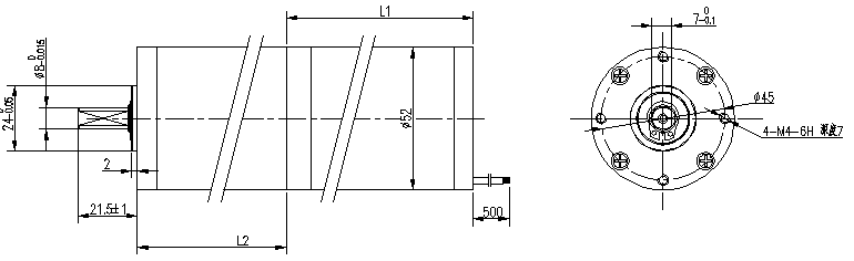 Desenho t&eacute;cnico do motor de engrenagem BLDC