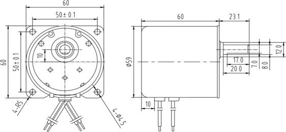 Desenho dimensional do motor s&iacute;ncrono 220V