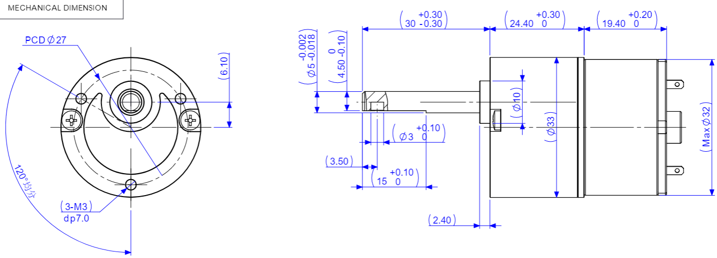Mini motor com caixa de engrenagens