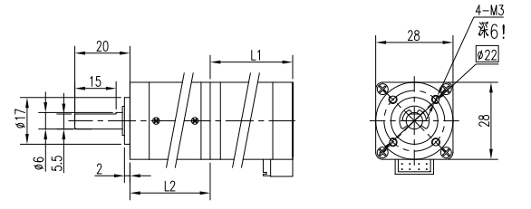Desenho t&eacute;cnico do motor de engrenagem BLDC